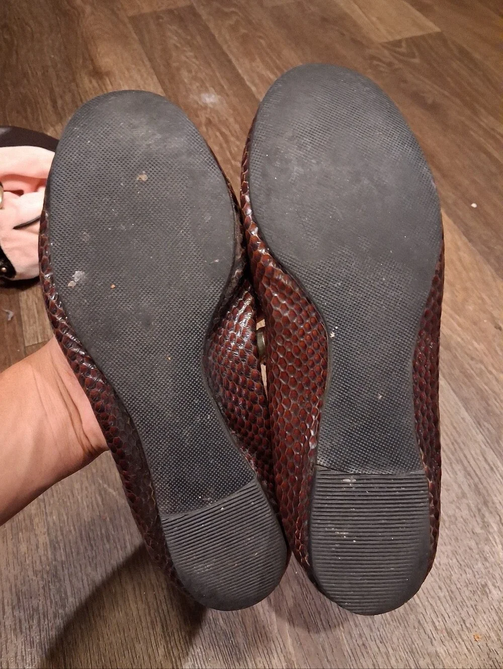 Tory Burch Brown Snake-Embossed Leather Ballet Flats Sz 8
